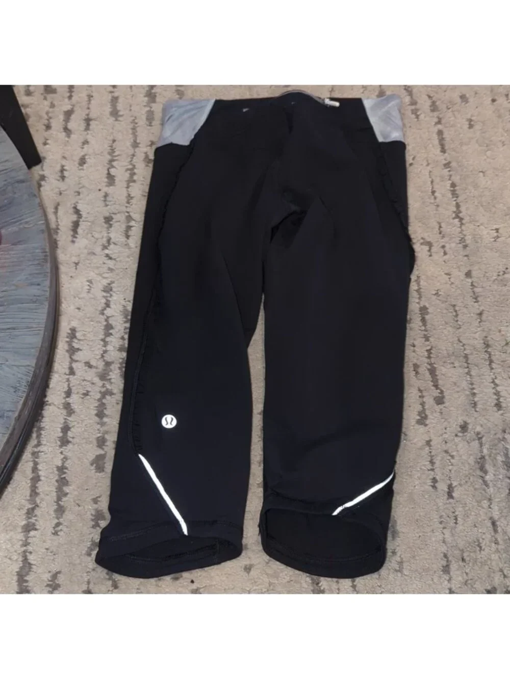Lululemon Run: Fast And Free Crop Black / Metallic Silver / Coal